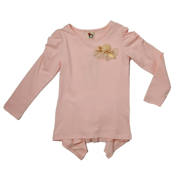 Girls' Peach Tunic Shirt with Ruffle RH0306