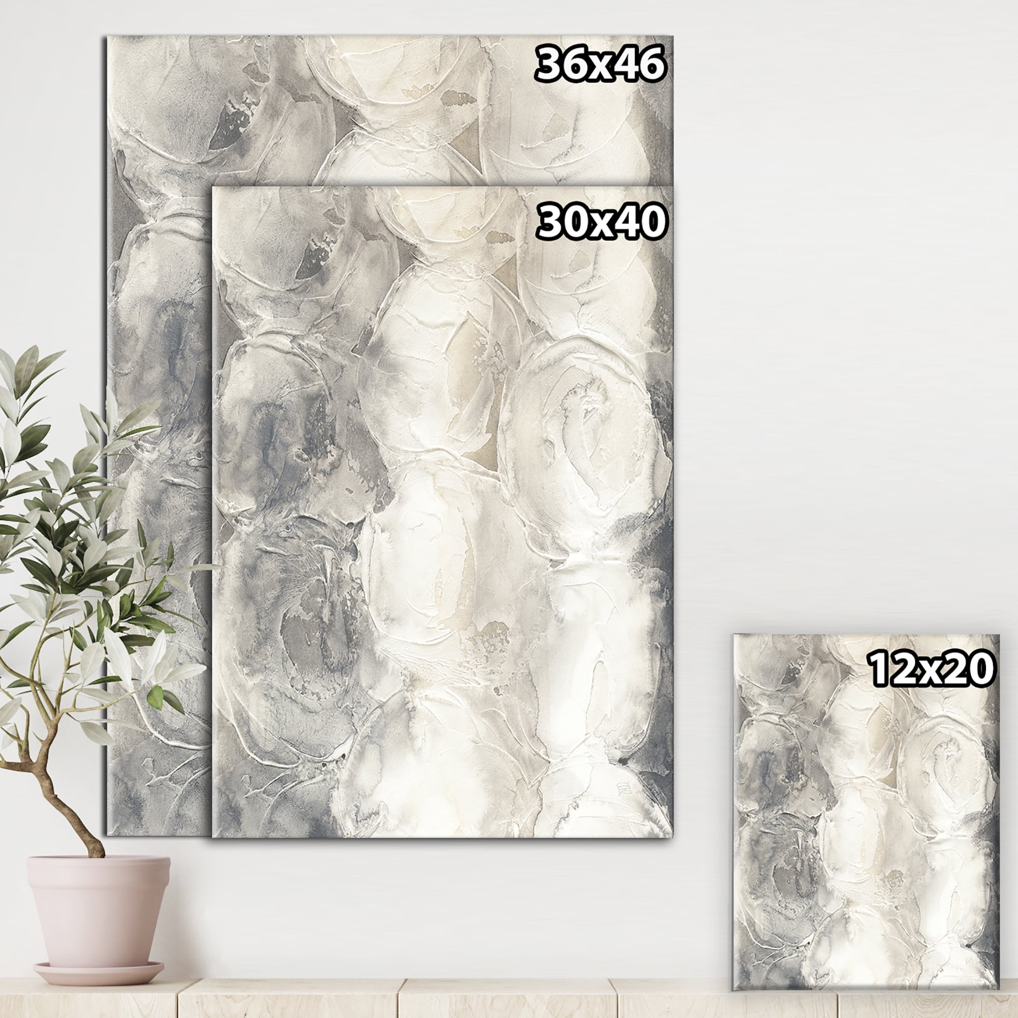Designart 'Gray Circles I' Modern & Contemporary Premium Canvas Wall Art