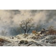 thumbnail image 2 of Remigius Adrianus van Haanen 24x17 Gold Ornate Framed and Double Matted Museum Art Print Titled - Dutch Winter Landscape (Snowdrops) (1870), 2 of 4