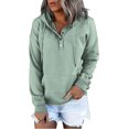 thumbnail image 1 of Sudaderas con cuello redondo para mujer, suéteres casuales lindos de manga larga, camisas con cremallera, blusas con bolsillos, 1 of 8