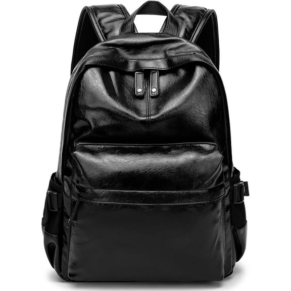 Leather Laptop Backpack for Men Women, School College Bookbag Casual Travel Daypack