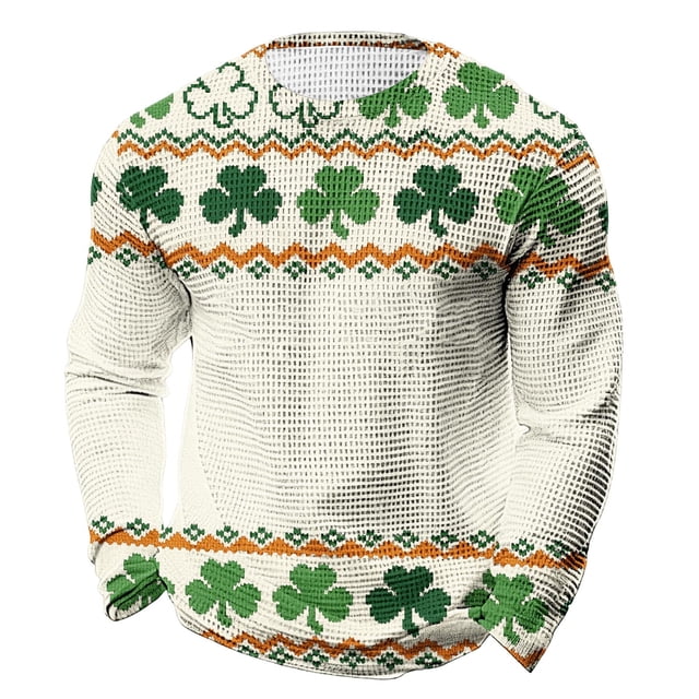 Camisa de Día de San Patricio Hombres Manga Larga Tops Casuales Camisas Camisetas Ropa de Manga Larga Cuello Redondo para Fiesta Festival Vacaciones Viajes Calle Uso Diario