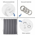 thumbnail image 4 of Grey Pure Color Shower Curtain, Waterproof Shower Curtains for Bathroom, Aesthetics Contemporary Luxury Washable Fabric Bathtub Curtain Set Bath Decor with 12 Hooks Standard 72"x72", 4 of 8