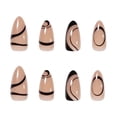 thumbnail image 2 of Juego de 24 uñas acrílicas con forma de almendra mediana y diseño lineal elegante y brillante con forma de aguja, 2 of 6
