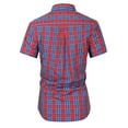 thumbnail image 4 of New Short Sleeve Men's Plaid Lapel Large Size Men's Shirt-Grid 2-M, 4 of 6