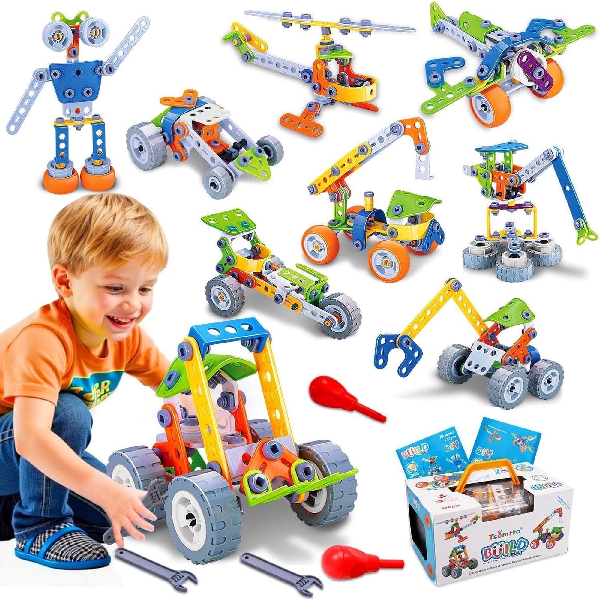 toosivia 10 in 1 STEM Toys for 4- 8 Year Old Boy, Building Toys for Kids Ages 4-8, Educational Stem Construction Toys Set Creative Learning Resources Games for Boy Girls Kids Birthday Gift Present