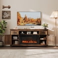thumbnail image 5 of Sonegra 70" Fireplace TV Stand, Entertainment Center for TVs Up to 80”, TV Console with Storage Cabinets, Media Console for Living Room, Brown TV Stand and Black Fireplace, 5 of 9