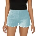 thumbnail image 2 of MIXUE Shorts For Women Summer Solid Color Elastic Ruffle Sexy Casual Comfortable Shorts Outwear,Blue,M, 2 of 9