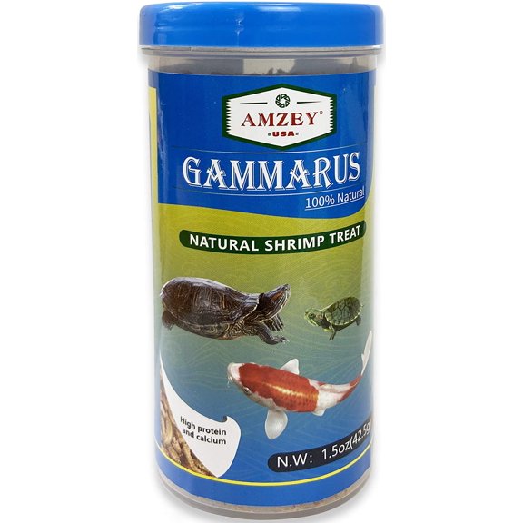 Amzey 1.5 oz Dried Baby Shrimp,100% Natural Fish Food, High Protein Gammarus, Food for All Aquatic Turtles, Frog, and Newts