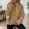 thumbnail image 5 of Women'S Sherpa Zip-Up Hoodie, Loose Fit Cropped Winter Casual Sweatshirt With Half Collar, Soft Fleece Pullover For Streetwear & Daily Outfits Wrm Lightweight Sweatshirt (XXL, Khaki) ZMTing, 5 of 5