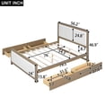 thumbnail image 4 of Full Size Linen Upholstered Platform Bed, Solid Wood Platform Bed Frame with Headboard and Footboard, 4 Storage Drawers, No Box Spring Required, Natural Wooden + Beige Fabric, 4 of 9