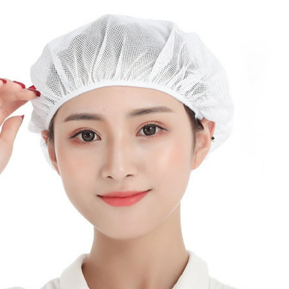 GAXIRE 4Pcs Elastic White Hair Nets for Kitchen Cooking Food Service Workers Comfortable Caps