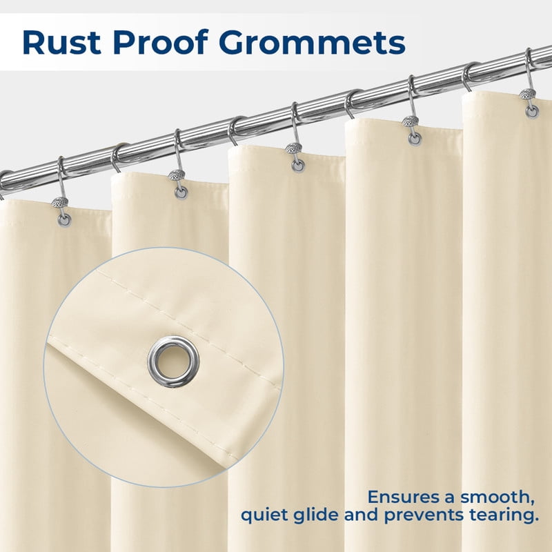 Yiannan Beige PEVA Shower Curtain Liner, Rustproof Grommets, Waterproof, 3 Magnets，72x84