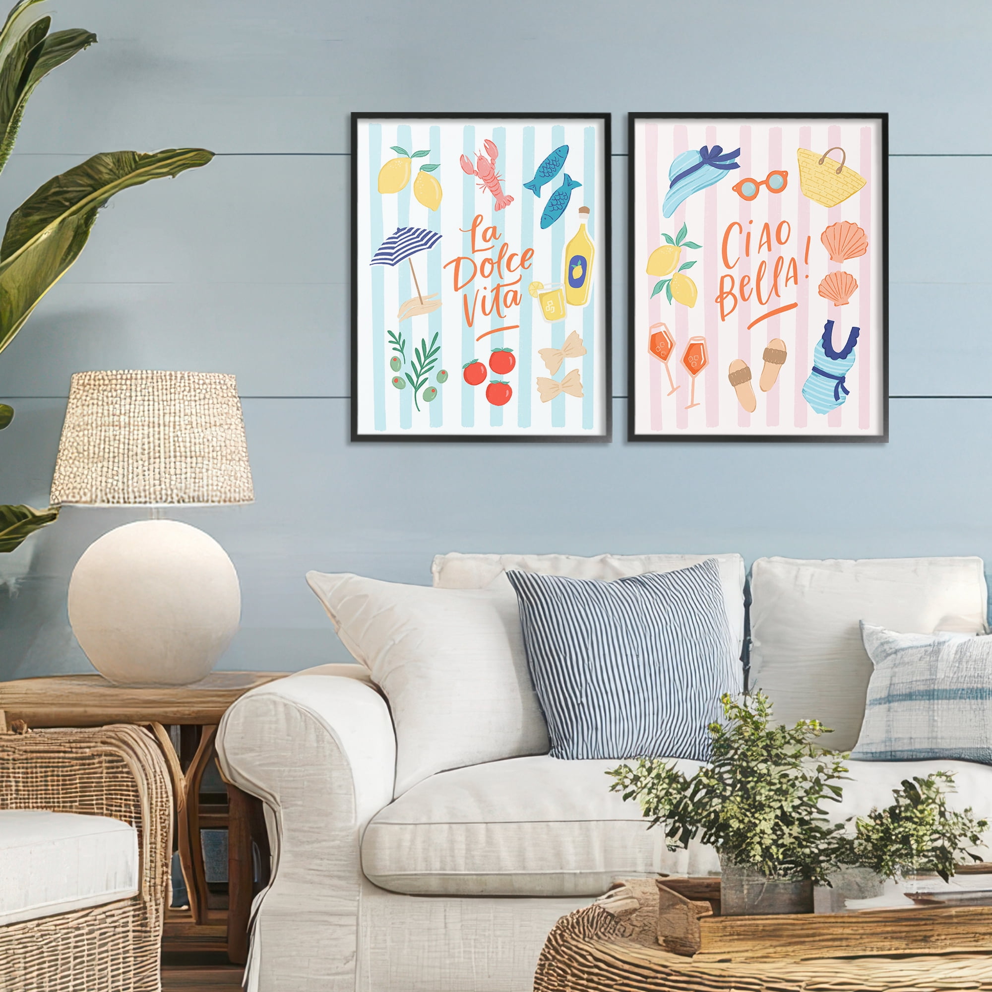 Stupell Industries Summer Italian Vacation 2 Piece Black Framed Giclee Art Set, design by Sandra Picco