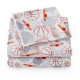 thumbnail image 3 of Kids Classic Printed Microfiber Sheet Sets, Ultra Soft Fitted Sheets with Straps - Basketball, Twin Size, 3 of 5