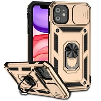 for iPhone 16 Case Heavy Duty Military Grade Protection,Camera Lens Slide Protection & 360°Rotate Magnetic Car Mount Holder Kickstand Rugged Shockproof Drop Hard Shell,Gold