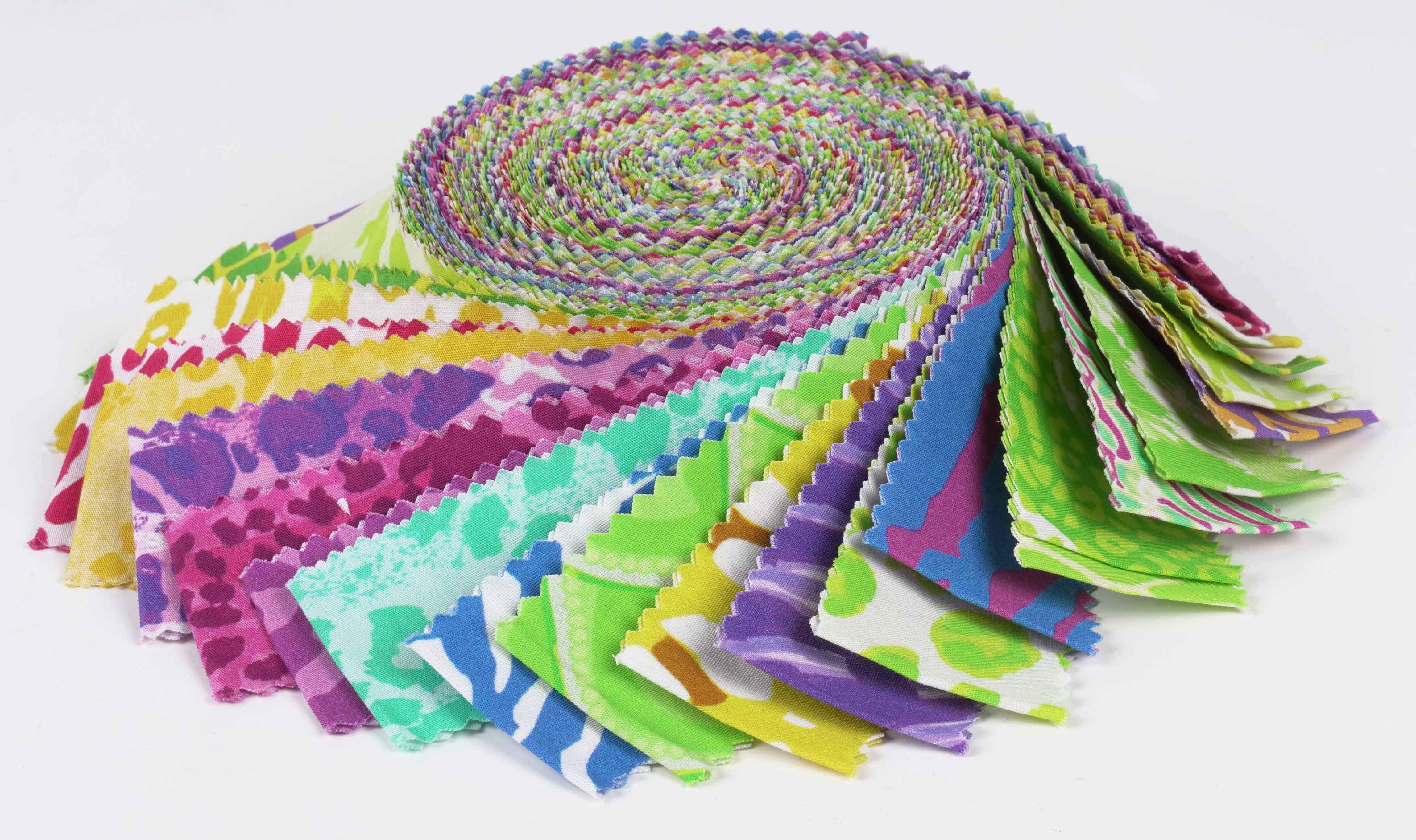 Soimoi 40Pcs Animals Print Precut Fabrics Strips Roll Up 1.5x42inches Cotton Jelly Rolls For Quilting - Multicolor