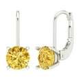 thumbnail image 2 of 1.5 Ct Round Cut Drop Dangle Yellow Natural Citrine 14K White Solid Solid Gold Everyday Dainty Earrings Lever Back, 2 of 7