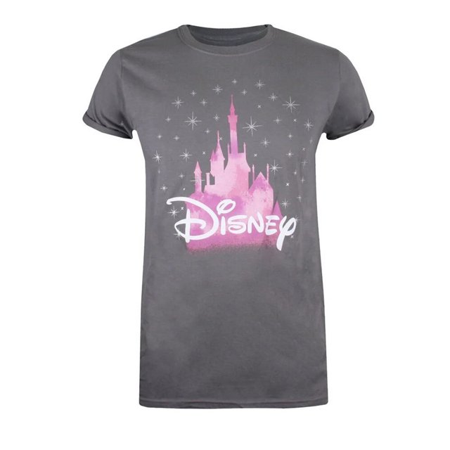 Disney - Camiseta Castillo para Mujer (Carbón, Rosa, Blanco)