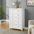thumbnail image 6 of Modern 5 Drawers Dresser 5 Drawers Cabinet, Chest of Drawers Closet Organizers and Storage Clothes Storage Drawers Cabinet for Living Room, Farmhouse Dresser Organizer (White), 6 of 12