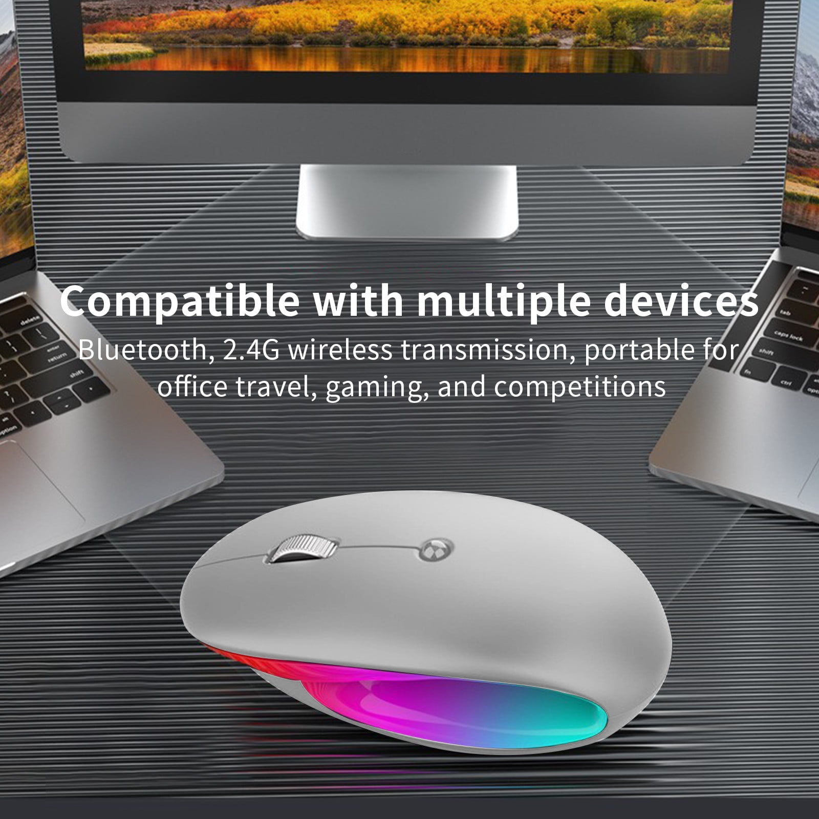 PPgejGEK Wireless Bluetooth Mouse Unique Design Type-c Fast Charging Long Battery Life Colourful LED Light Adjustable DpI Adaptable To A Wide Range Of Devices