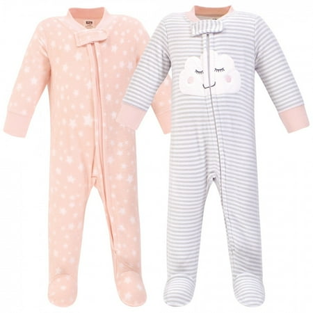 

Hudson Baby Infant Girl Fleece Zipper Sleep and Play 2pk Pink Cloud 0-3 Months