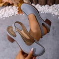 thumbnail image 3 of GERsome Chunky Block Heels Women's Sandals Closed Toe Slip-On Slingback Work Party Dress Pumps Shoes Gray Size 7, 3 of 9