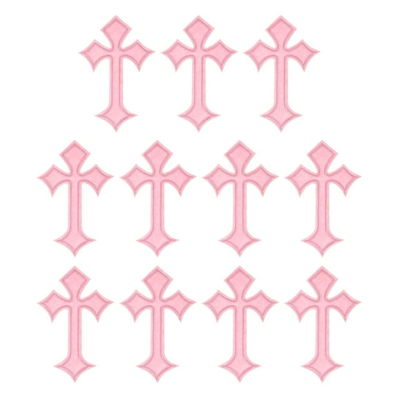 Uxcell Cross Iron on Patches, Embroidered Sew on Applique Repair Patch for Backpacks Clothing Shoes Hats DIY Pink