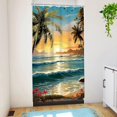 thumbnail image 2 of Small Stall RV Beach Ocean Shower Curtain 36Wx72L Inch Hawaii Seaside Sunset Coastal Tropical Palm Tree Flower Summer Nature 7 Pack Hooks Polyester Waterproof Fabric Bathroom Bathtub Panels, 2 of 6
