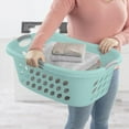 thumbnail image 4 of Sterilite 18 Pack Plastic Laundry Baskets Ultra HipHold 1.25 Bu Contour Rim Handles, Mint, 4 of 7