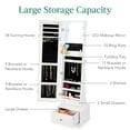 thumbnail image 6 of Best Choice Products 360 Swivel Standing Mirrored Jewelry Cabinet, LED-Lit Makeup Organizer w/ Mirror - White, 6 of 10