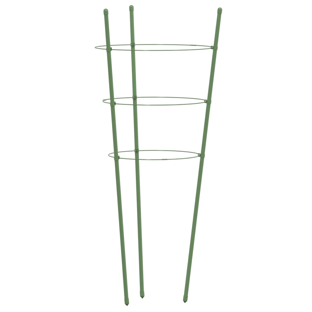 vidaXL Garden Plant Supports with 4 Rings Climbing Frame 5 Pcs Green Steel