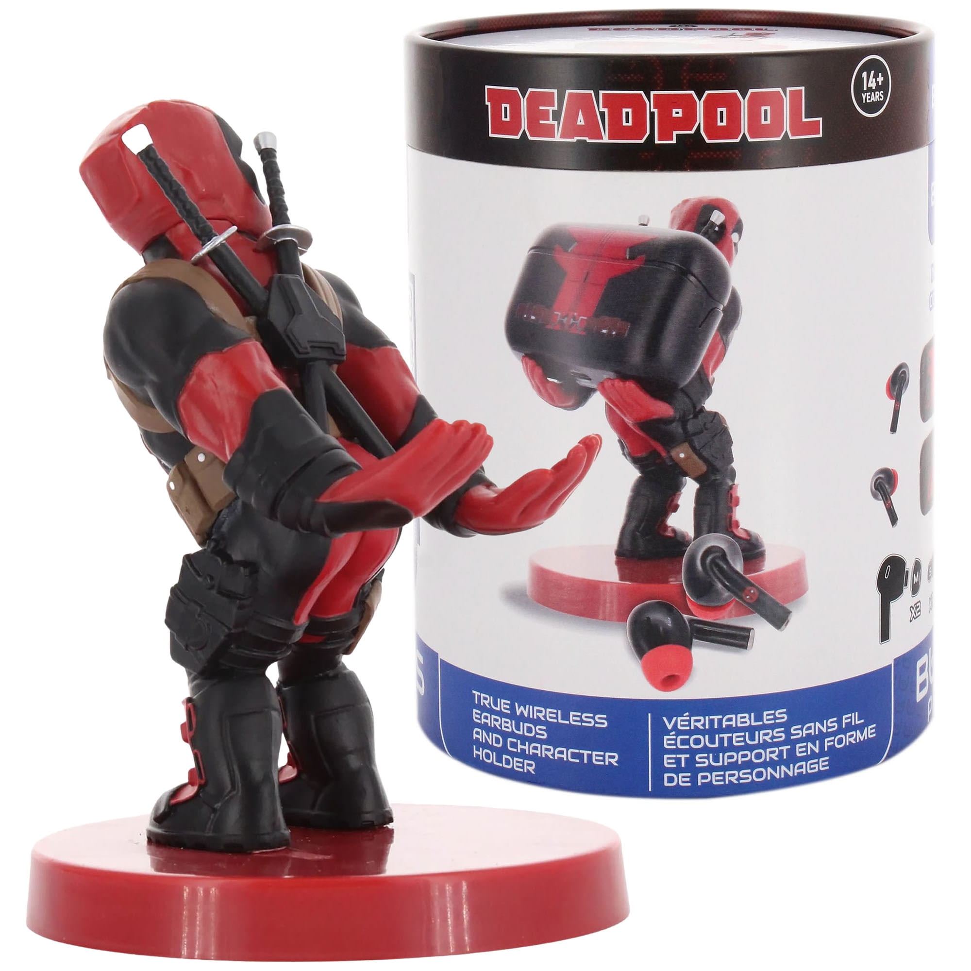 Exquisite Gaming: Buds Pro & Holdems Bundle - Deadpool - Wireless Bluetooth Earbuds & Case, Character Device Holder/Figure, Licensed Marvel Set