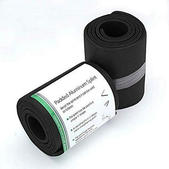 ASA TECHMED Universal Aluminum Splint Rolls – 36" Emergency Fracture Splints for First Aid, Sports, Medical, Home, EMT, Black, 2 Roll