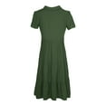 thumbnail image 6 of Ruyang Women's Casual V Neck Button Down Cotton Linen Dress Short Sleeve Midi Length Loose Summer Dresses with Pockets, 6 of 6