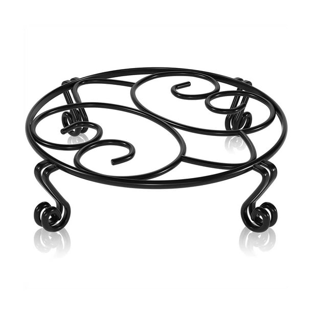 Soporte para macetas de flores, elegante exhibición para interiores y exteriores, soportes para plantas de metal negro resistentes a prueba de óxido, poder de sujeción estable y firme en ambientes