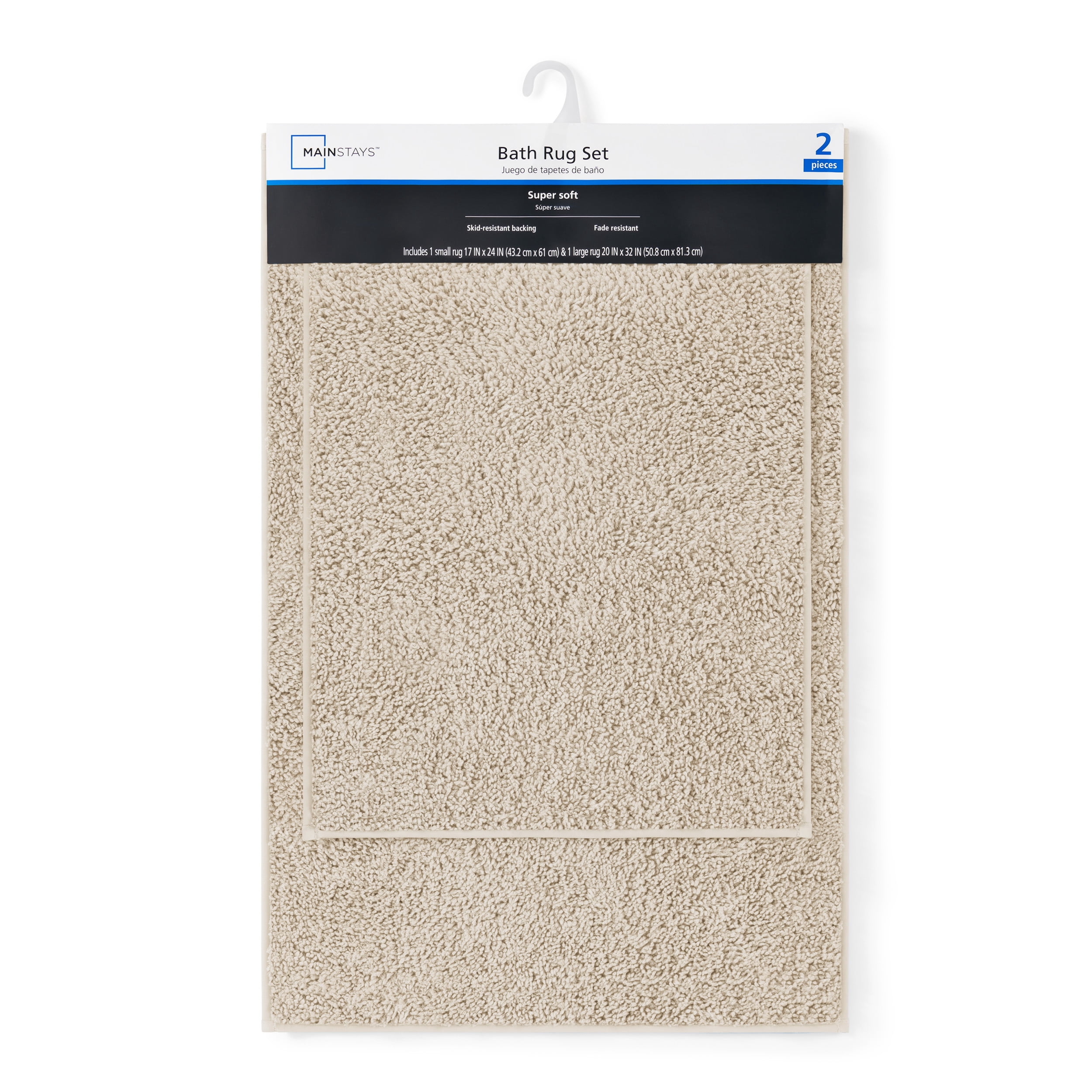 Mainstays 2-Piece Super Soft Polyester Bath Rug Set, Papyrus Beige