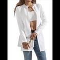 thumbnail image 1 of Chaqueta Elegante de Mujer con Abertura Frontal, Cuello Redondo, Larga, Informal, Elegante, para Exteriores. L, 1 of 8