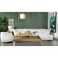 thumbnail image 6 of Natural Square Upholstered Ottoman, Cream-Colored, 35" by 34" by 17" | Plush imitation sheepskin seat for cozy comfort and modern design, 6 of 7