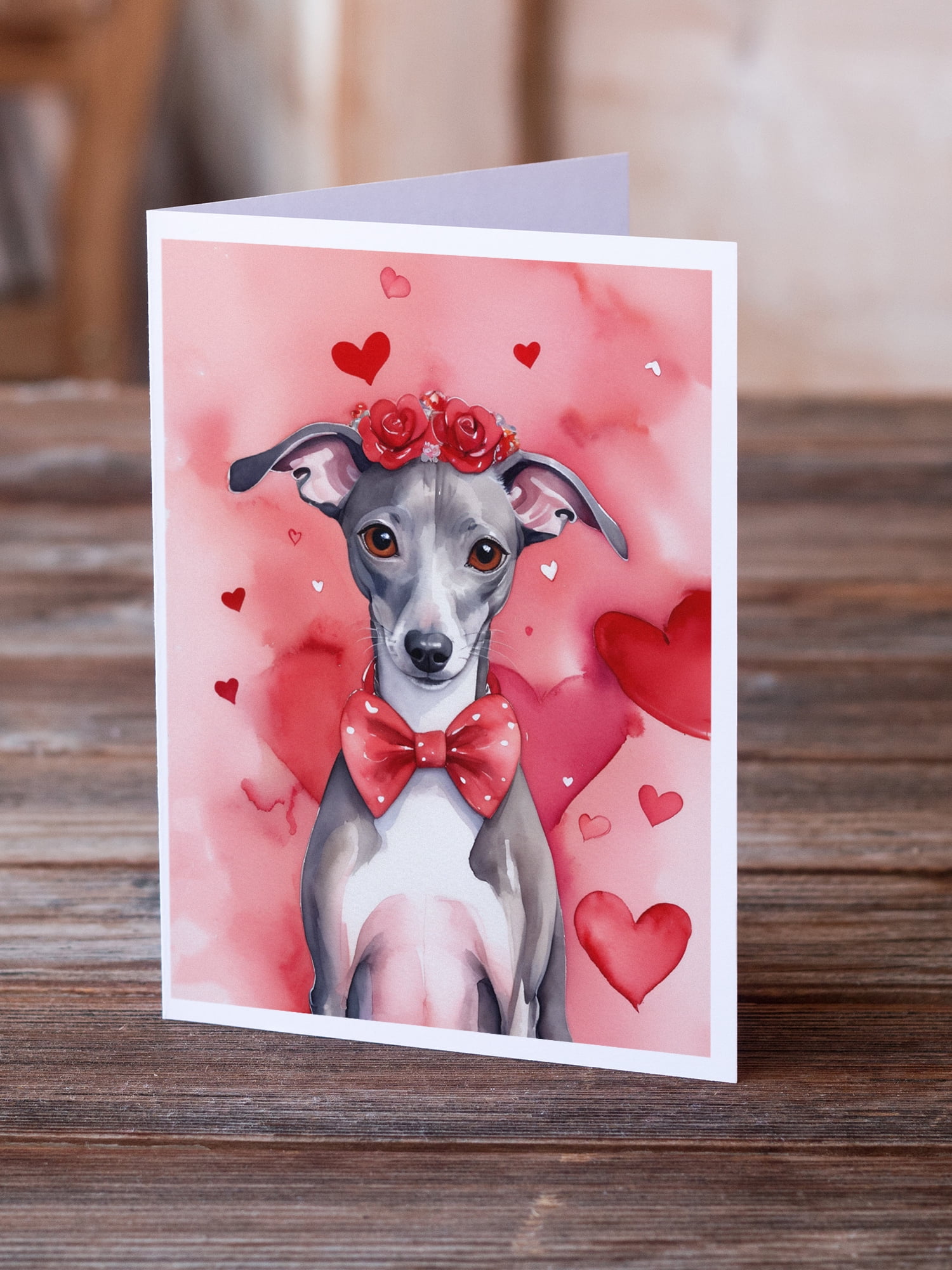 Italian Greyhound My Valentine Greeting Cards Pack of 8 7 in x 5 in