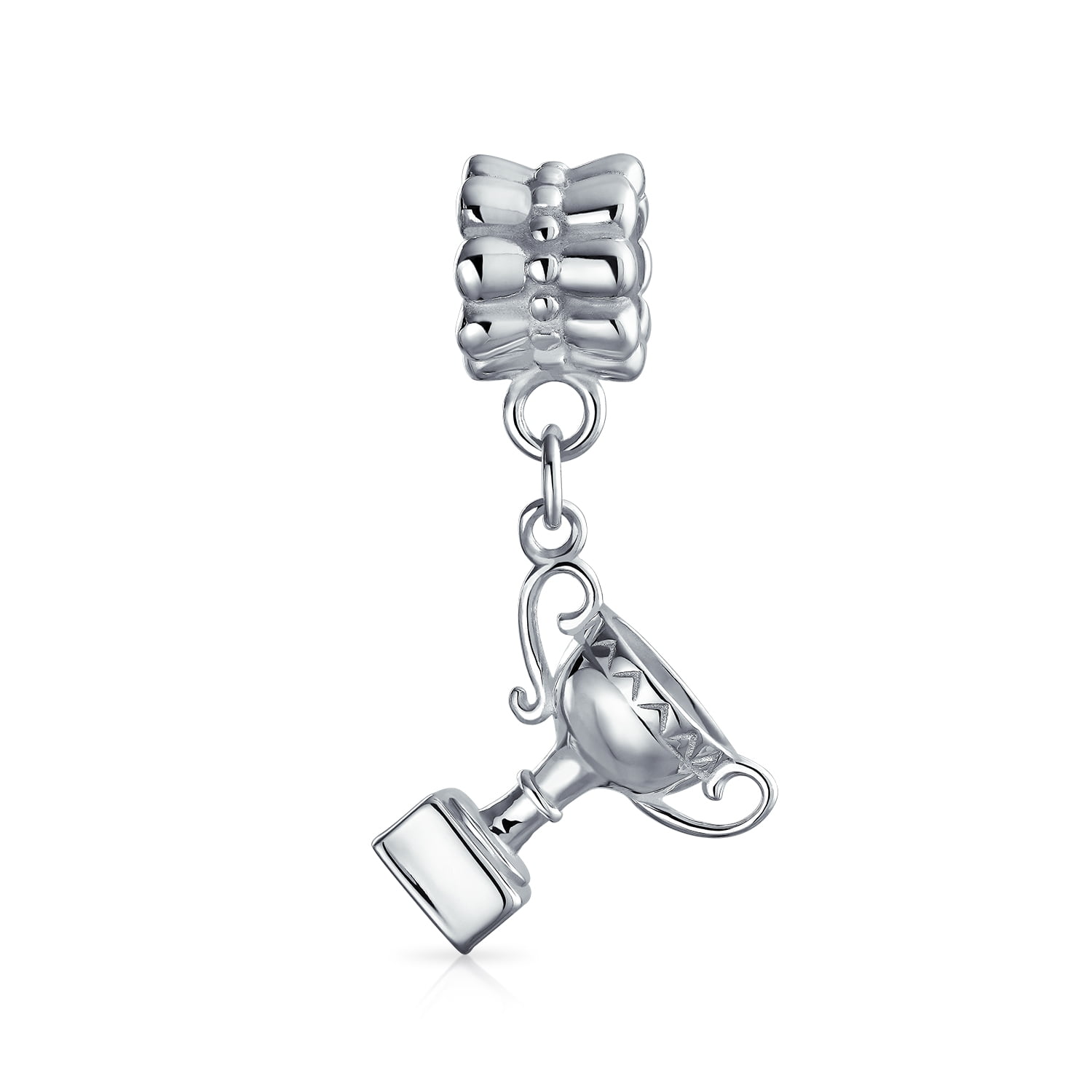 Sterling Silver Oxidized Letter P Dangle Bead Charm