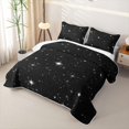 thumbnail image 3 of Manfei Lovely Stars Twin Quilt Set,Kawaii Cartoon Theme Twin Coverlet Set,Black White,Black Reversible,2pcs,1 Bedspread and 1 Pillowcase, 3 of 7