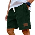 thumbnail image 2 of VV AVEORS Mens Corduroy Shorts Casual Elastic Waistband Big And Tall Shorts Solid Color Lightweight Work Short With Pockets Dark Green 3XL, 2 of 7