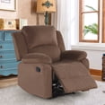 thumbnail image 2 of Bonzy Home Classic Manual Recliner with Soft Fabric Reclining Chair Sofa for Living Room Bedoom, Brown, 2 of 7