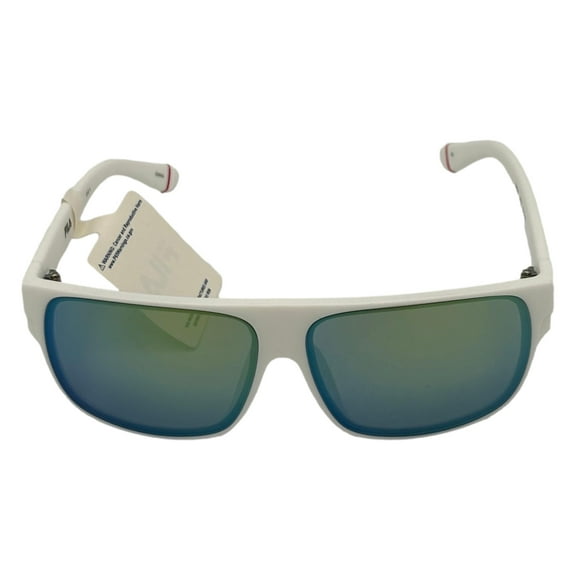 Fila Mens Rectangle White Sunglass , Silver Flash Lens SF9336 6VCG