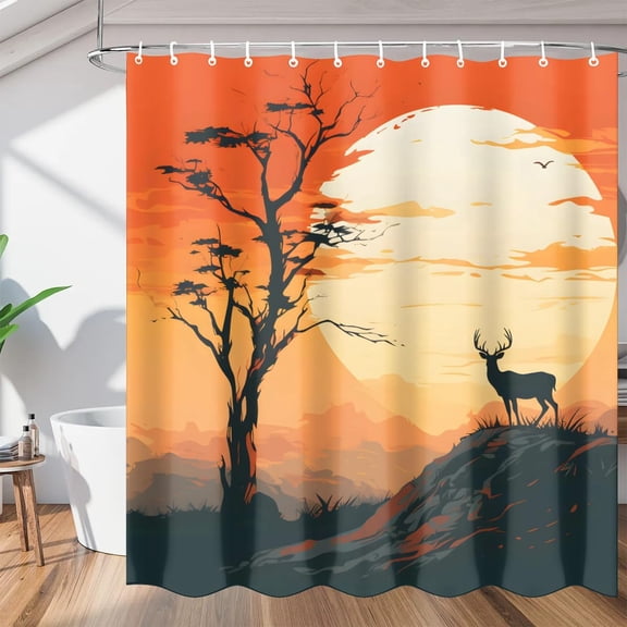 Cool Deer Shower Curtains, Waterproof Fabric, Washable Polyester Bath Curtain for Bathroom Decor with Hooks 36"W x 72"H