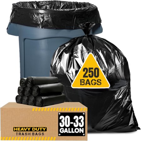 30-33 Gallon Trash Bags Heavy Duty  Large Black Garbage Bags 30 Gallon - 32 Gallon - 33 Gallon- 35 Gallon. High Density Bags