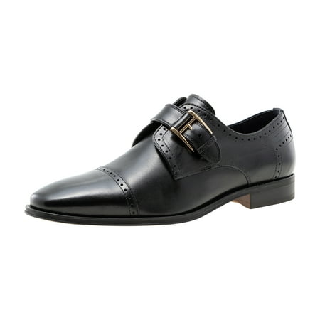 

Jump Newyork Mcarthy Black Fashionable Light Weight Leather Upper Square Cap-toe Single Monk Strap Formal Shoes | Oxford Shoes | Dress Shoes for Men 12