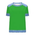 thumbnail image 5 of MOJOGO Women's Denim Patchwork Shirts Crewneck Short Sleeve Tops Spring Shirt Summer T Shirts Color Block Outfits XL, 5 of 5