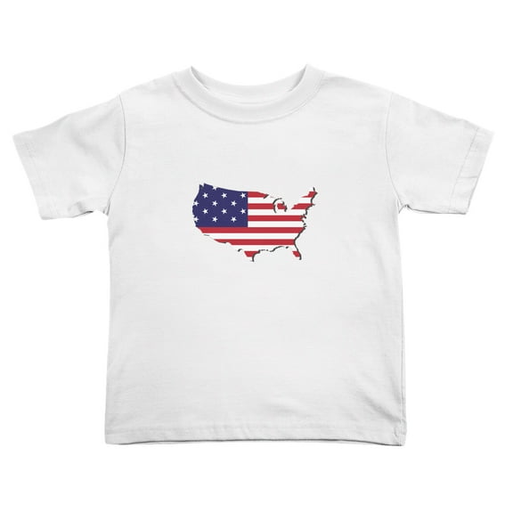 Usa Map Flag Cute Toddler T-Shirts for Boys Girls (White, 5/6T)